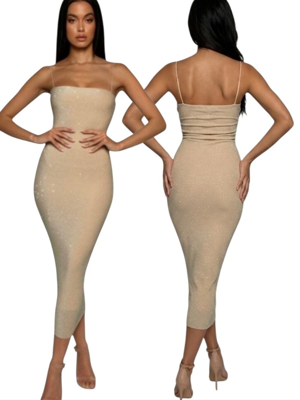 MESHKI "Jalia" Ribbed Bodycon Midi Dress -Size XS